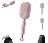 Retractable Cushion Massage Comb, Retractable Hair Brush, Massage Comb ABS Retractables Air Cushion Self Cleaning Hair Brush for Curly Wet Dry Hairs in Bathroom Bedroom Office Travel (Pink)
