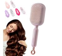 Retractable Cushion Massage Comb,Retractable Self Cleaning Hair Brush for Women Men, ABS Air Cushion Detangling Brush for All Hairs Types in Bathroom Bedroom,One-pull Clean Anti Static Brushs (Pink)