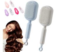 Retractable Cushion Massage Comb,Retractable Self Cleaning Hair Brush for Women Men, ABS Air Cushion Detangling Brush for All Hairs Types in Bathroom Bedroom,One-pull Clean Anti Static Brushs (2PCS-C)