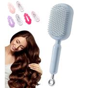 Retractable Cushion Massage Comb,Retractable Self Cleaning Hair Brush for Women Men, ABS Air Cushion Detangling Brush for All Hairs Types in Bathroom Bedroom,One-pull Clean Anti Static Brushs (Blue)