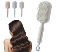 Retractable Cushion Massage Comb, Retractable Self Cleaning Hair Brush for Women Men, Anti-Static Air Cushion Comb, for All Hairs Types in Bathroom Bedroom Office Travel, One-pull Clean (1PCS-Grey)