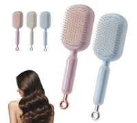 Retractable Cushion Massage Comb, Retractable Self Cleaning Hair Brush for Women Men, Anti-Static Air Cushion Comb, for All Hairs Types in Bathroom Bedroom Office Travel, One-pull Clean (2PCS-a)