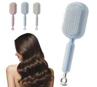 Retractable Cushion Massage Comb, Retractable Self Cleaning Hair Brush for Women Men, Anti-Static Air Cushion Comb, for All Hairs Types in Bathroom Bedroom Office Travel, One-pull Clean (1PCS-Blue)
