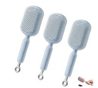Retractable Cushion Massage Comb, Self Cleaning Hair Brush, Retractable Self Cleaning Hair Brush for Women, One-Pull Clean Anti Static Brushs, Hairs Styling Tools for All Hairs Types (Blue*3)