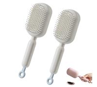 Retractable Cushion Massage Comb, Self Cleaning Hair Brush, Retractable Self Cleaning Hair Brush for Women, One-Pull Clean Anti Static Brushs, Hairs Styling Tools for All Hairs Types (White*2)