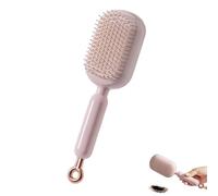 Retractable Cushion Massage Comb, Self Cleaning Hair Brush, Retractable Self Cleaning Hair Brush for Women, One-Pull Clean Anti Static Brushs, Hairs Styling Tools for All Hairs Types (Pink)