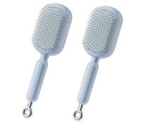Retractable Cushion MassageComb Brush, Cushion Massage Combs, Anti Static Hair Calp Comb, Self Cleaning Hair Brush for Women Men, All Types (2pcs*Blue)