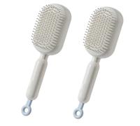 Retractable Cushion MassageComb Brush, Cushion Massage Combs, Anti Static Hair Calp Comb, Self Cleaning Hair Brush for Women Men, All Types (2pcs*White)