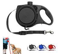Retractable Dog Belt Plate and Water Bottle, 3-in-1 Retractable Dog Leash Anti Slip Handle Built-in Water Bottle, for Small, Medium, Large Pets (Black)