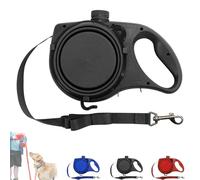 Retractable Dog Belt Plate and Water Bottle, 3-in-1 Retractable Dog Leash, Built-in Water Bottle and Foldable Bowl, for Small, Medium, Large Dogs (Black)