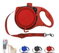 Retractable Dog Belt Plate and Water Bottle, 3-in-1 Retractable Dog Leash, Built-in Water Bottle and Foldable Bowl, for Small, Medium, Large Dogs (Red)