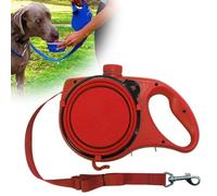 Retractable Dog Belt Plate and Water Bottle, 3-in-1 Retractable Dog Leash has a Built-in Water Bottle and Bowl, Foldable Bowl and Anti Slip Handle, for Small, Medium, Large Dogs (Red)