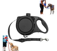 Retractable Dog Belt Plate and Water Bottle, 3-in-1 Retractable Dog Leash has a Built-in Water Bottle and Bowl, Portable Dogs Leash for Small, Medium, Large Dogs (Black)