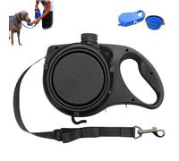 Retractable Dog Belt Plate and Water Bottle, 3-in-1 Retractable Dog Leash has a Built-in Water Bottle and Bowl, Hook Garbage Bags, for Small, Medium, Large Dogs (Black)