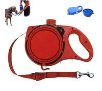 Retractable Dog Belt Plate and Water Bottle, 3-in-1 Retractable Dog Leash has a Built-in Water Bottle and Bowl, Hook Garbage Bags, for Small, Medium, Large Dogs (Red)