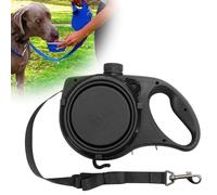 Retractable Dog Belt Plate and Water Bottle, 3-in-1 Retractable Dog Leash has a Built-in Water Bottle and Bowl, Foldable Bowl and Anti Slip Handle, for Small, Medium, Large Dogs (Black)
