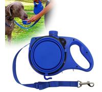 Retractable Dog Belt Plate and Water Bottle, 3-in-1 Retractable Dog Leash has a Built-in Water Bottle and Bowl, Foldable Bowl and Anti Slip Handle, for Small, Medium, Large Dogs (Blue)