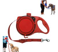 Retractable Dog Belt Plate and Water Bottle, 3-in-1 Retractable Dog Leash has a Built-in Water Bottle and Bowl, Portable Dogs Leash for Small, Medium, Large Dogs (Red)