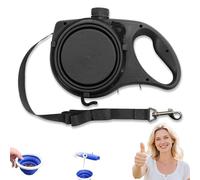 Retractable Dog Belt Plate and Water Bottle, has a Built-in Water Bottle and Bowl, 3-in-1 Retractable Dog Leash, with Foldable Bowl Hook Garbage Bags, for All Dogs Breeds (Black)