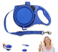 Retractable Dog Belt Plate and Water Bottle, has a Built-in Water Bottle and Bowl, 3-in-1 Retractable Dog Leash, with Foldable Bowl Hook Garbage Bags, for All Dogs Breeds (Blue)