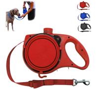Retractable Dog Belt Plate and Water Bottle, has a Built-in Water Bottle and Bowl and Trash Bag, for Small, Medium, Large Dogs (Red)