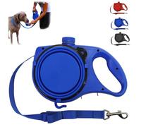 Retractable Dog Belt Plate and Water Bottle, has a Built-in Water Bottle and Bowl and Trash Bag, for Small, Medium, Large Dogs (Blue)