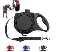 Retractable Dog Belt Plate and Water Bottle,Portable Dogs Leash,3 in 1 Dog Lead, Water Bottle & Bowl, Foldable Bowl and Anti Slip Handle,for Small, Medium, Large Dogs (Black)
