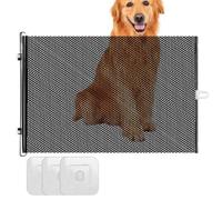 Retractable Door Barrier For Pets, Safety Screen Fence Guard For Dogs, Indoor Outdoor Gate For Stairways, Doorways, House, Baby Play Area, Kids, Puppy Rest Zone Enclosure, 22.83x49.21 In
