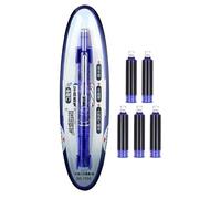 Retractable Fountain Pen Set, 0.38mm Fine Nib Transparent Barrel, Smooth Writing Stationery Journaling, Layout, Drawing, Professional School Use, for Writing, Marking, 4.4x3.8x1cm Black Dark Blue