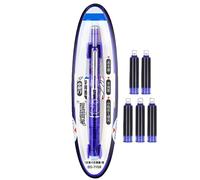 Retractable Fountain Pen, Smooth Writing Tool, 0.38mm Fine Tip Ink Pen, Leak Resistant Design with 5 Refillable Cartridges, Ideal for Notebook, Sketching, Journaling, School, Art Projects