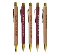 Retractable Funny Ball - Point Pens 5 Pieces For Adults, Smooth Quick Drying Roller, Ball Writing Pens With Novelty Quotes, Ideal For Office Desk Use Signature, Meeting Note Taking And Journaling