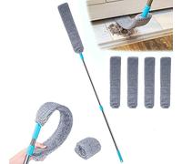 Retractable Gap Dust Cleaner,Under Fridge & Appliance Duster,Dust Brush for Wet and Dry, Retractable Gap Dust Cleaning Artifact for Home Bedroom Kitchen (With 4 Replaceable Cloth)
