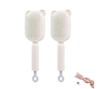 Retractable Hair Brush, Retractable Cushion Massage Comb Brush, Retractables Bristles Easy to Clean Anti Static Massage Hairbrush, for Women Long Hairs Thick Hairs (White*2)