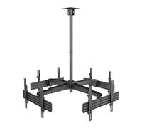 Retractable Hanging Ceiling Mount TV Arm For Four Screens Height Adjustable Steel TV Bracket For Commercial Monitor Display