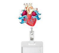 Retractable ID Holder, 3.2x8.5x1cm Heart Pattern Stable Vertical Card Holder, Eye-Catching Design ID Badge Clip - Adjustable For Employee Assistant Student Teacher Nurse Doctor Men Women