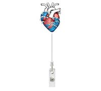 Retractable ID Holder, 3.2x8.5x1cm Heart Pattern Stable Vertical Card Holder, Eye-Catching Design ID Badge Clip - Adjustable For Employee Assistant Student Teacher Nurse Doctor Men Women