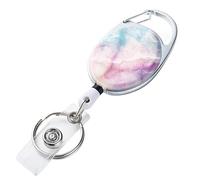Retractable Marble Badge Reel - Keychain Clip, Sturdy Badge Holder, Space-Saving ID Reel | Key Badges Card Accessory, Office Work School Equipment, Easy Pull Clip, Professional Retractable