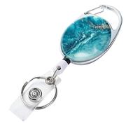 Retractable Marble Badge Reel - Keychain Clip, Sturdy Badge Holder, Space-Saving ID Reel | Key Badges Card Accessory, Office Work School Equipment, Easy Pull Clip, Professional Retractable
