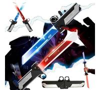 Retractable Plug-In Lightsaber Toy, Dual-Color LED Light Saber, Connectable Double-Blade Glory, 2-in-1 Reversible Fingertip Spin Hilt Sword, Metallic Swung Play Cosplay Prop, Cool Gadgets (3pcs)