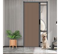 Retráctil Puerta Plegable Invisible - Puerta Acordeon Interior con Marco de Aleación de Aluminio y Tela No Tejidam Sin Taladro, Puertas Correderas Plegables con Manilla y Cerradura(Marrón,104x203cm)