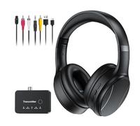 RETRADEKING Auriculares Inalámbricos para TV, Auriculares Bluetooth y 2.4G de Modo Dual con Caja Transmisora, 5 Preajustes de Ecualizador con Diálogo Claro, Cascos para TV o Viajar, Negro