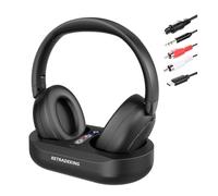 RETRADEKING Auriculares Inalámbricos para TV, Auriculares para TV con Base de Carga para Transmisor, Cascos Supraurales para TV para Personas Mayores, Cascos Bluetooth con 50 Horas de Duración, Negro