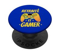 Retraité Et Gamer Cadeau Collègue Retraite Informaticien PopSockets PopGrip Adhesivo