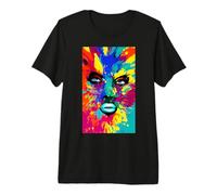Retrato Abstracto de Dama Pintada - Arte Facial Surrealista Colorido Camiseta Premium
