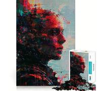 Retrato Abstracto de Mujer en Rojo Rompecabezas para Adultos de 1000 Piezas Juego de Memoria Mental Manualidad de Corte de Alta precisión Tiempo de relajación Ejercicio Mental en casa (38x52cm)