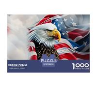 Retrato águila Calva Puzzle de 1000 Piezas Papel para Adultos Escena Bandera Americana Relajante Enfoque Puzzle para Toda la Familia Regalo Decorativo 38x26cm/1000pcs