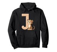 Retrato Animal del Alfabeto Letra J con Leopardo Sudadera con Capucha