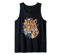Retrato Animal Floral Leopardo Camiseta sin Mangas