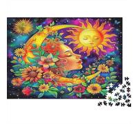 Retrato Artístico Mujer Puzzle de 1000 Piezas Material Papel Flores de Ensueño Estrelladas Puzzle para Adultos Alivio Estrés Diversión Familiar Decoración Regalo 38x26cm/1000pcs