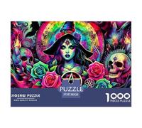 Retrato Bruja Mística Puzzle de 1000 Piezas Papel para Adultos Fantasía Calavera Rosa Concentración Decoración Regalo 38x26cm/1000pcs